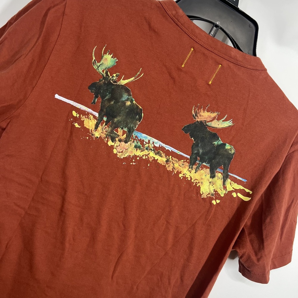 Todd Snyder x LL Bean T Shirt Mens S Orange Organic Graphic Tee Outdoor Hiking